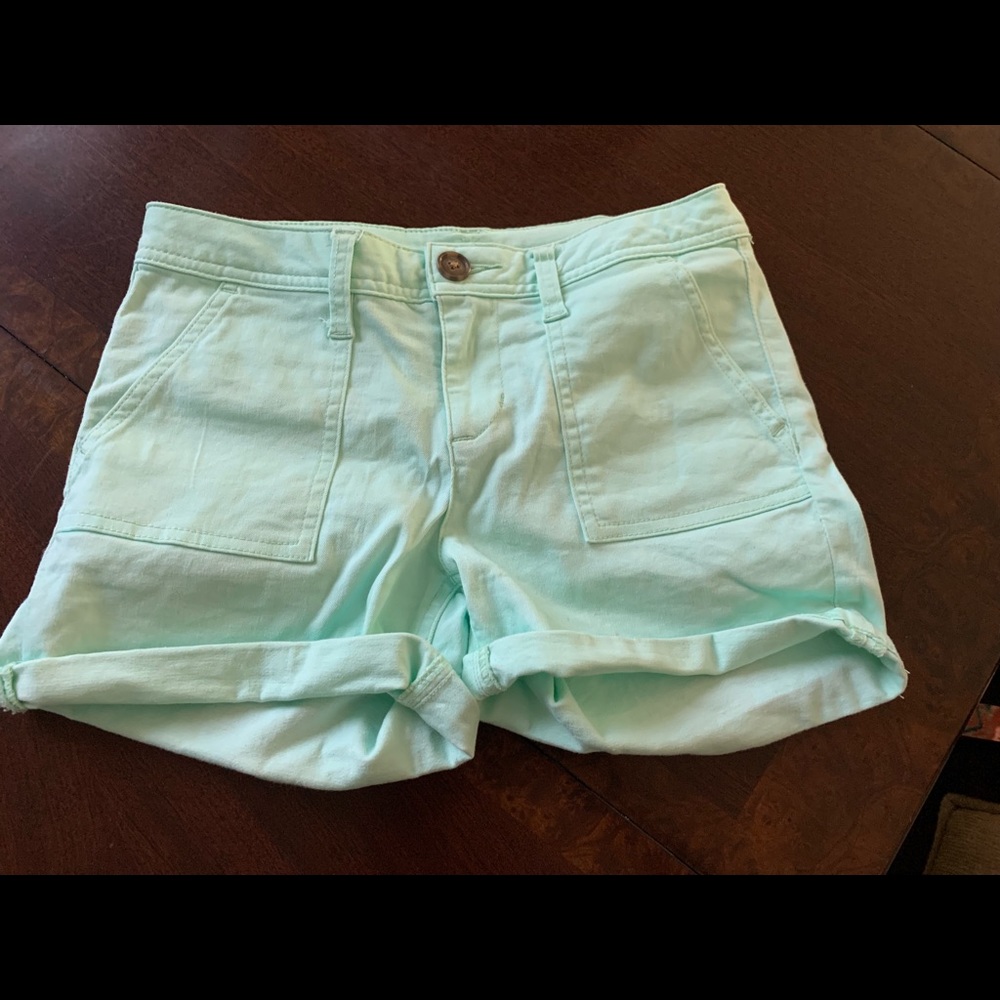 mint green shorts